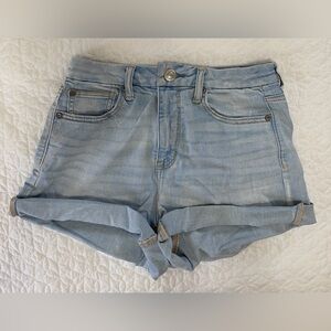 American Eagle Baby Blue High-Rise Stretchy Denim Shorts